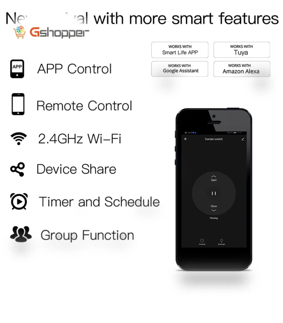 WiFi Intelligent Curtain Switch Module with Mobile App Control — Smart Home Modules, Tuya