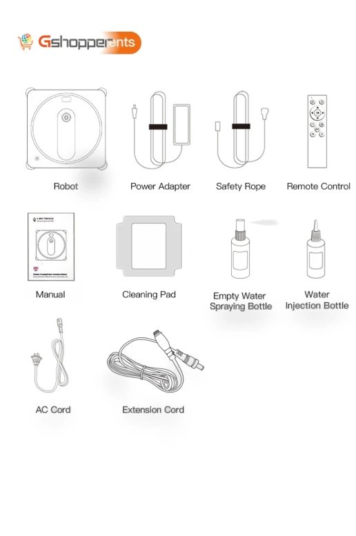 Window Cleaning Robot, 2500Pa Suction, Single Side Water Spraying, 70ml Water Tank — Smart Cleaning Robots, Liectroux