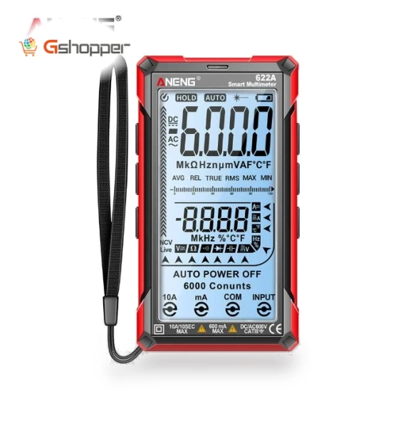 Digital Smart Multimeter 10A Tester Meter Auto Range True RMS DC/AC 6000 Multitester With Laser Lamp Capacitance Ohm — Multimeters & Analyzers, ANENG