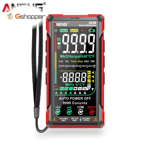 Digital Smart Multimeter 10A Tester Meter Auto Range True RMS DC/AC 9999 Multitester With Laser Lamp Capacitance Ohm — Multimeters & Analyzers, ANENG