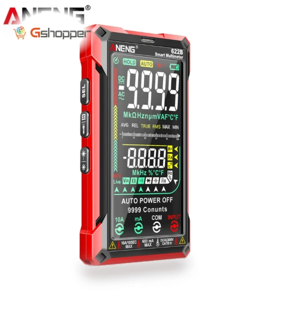Digital Smart Multimeter 10A Tester Meter Auto Range True RMS DC/AC 9999 Multitester With Laser Lamp Capacitance Ohm — Multimeters & Analyzers, ANENG