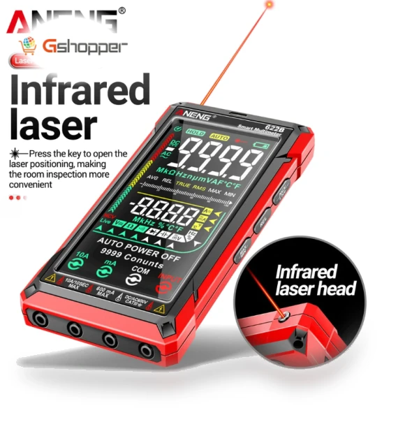Digital Smart Multimeter 10A Tester Meter Auto Range True RMS DC/AC 9999 Multitester With Laser Lamp Capacitance Ohm — Multimeters & Analyzers, ANENG