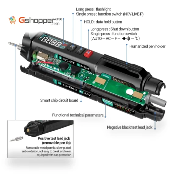 Digital Multimeter Auto Intelligent Sensor Pen Tester 6000 Counts — Multimeters & Analyzers, ANENG
