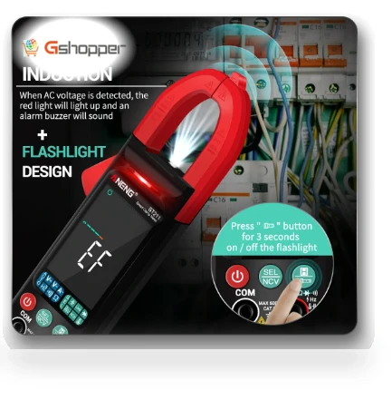 Digital Clamp-On Current Multimeter 6000 Counts True RMS Large Color Display — Clamp Meters, ANENG