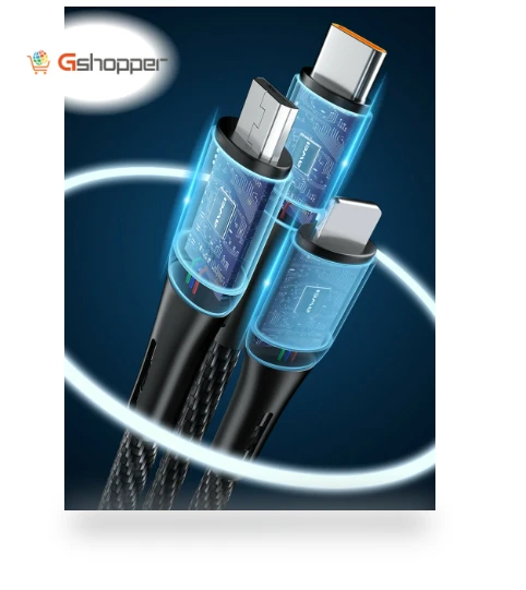 PD120W 3-in-1 Type-C Fast Charging Cable with Intelligent Temperature Control — Charging Solutions, AWEI