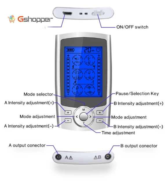 Digital Electronic Pulse Massager with 24 Modes — Muscle Stimulators