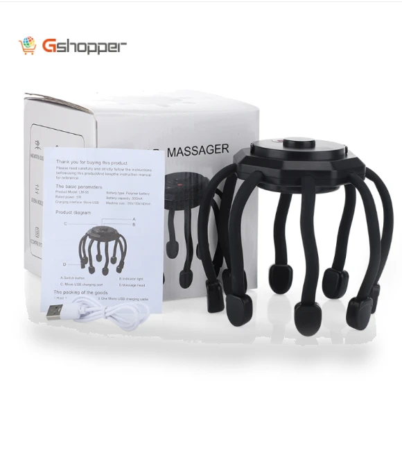 Electric Scalp Massager Multi Claw Vibration Decompression Stimulating Hair Scratcher — Back Relief Solutions