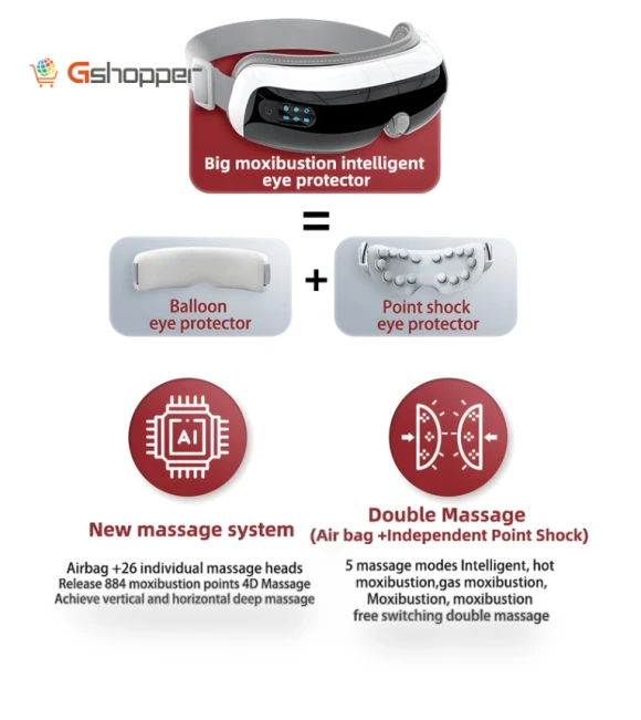 Intelligent Eye Protector with 26 Massage Heads and Hot Compress — Pillows