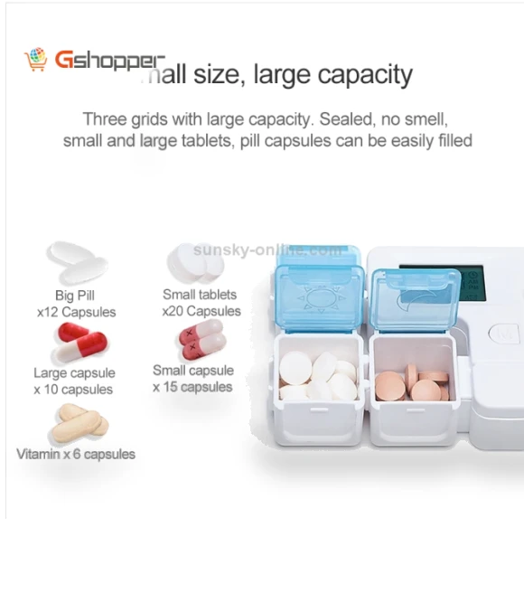Portable Smart Plastic Storage Box with Electronic Timed Reminder — Medication Accessories