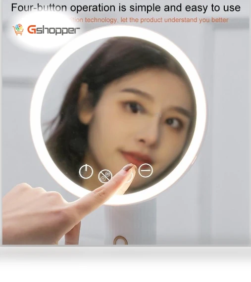 Smart LED Makeup Mirror with Three-Color Light — Compact & Travel