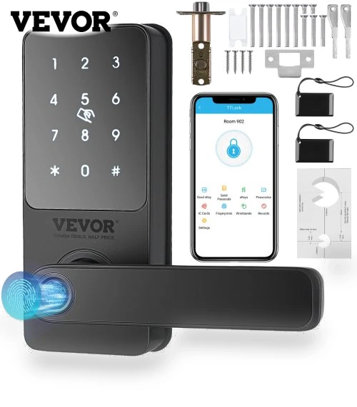 5-in-1 Smart Door Knob with Fingerprint, Bluetooth, and Keypad — Locks, VEVOR