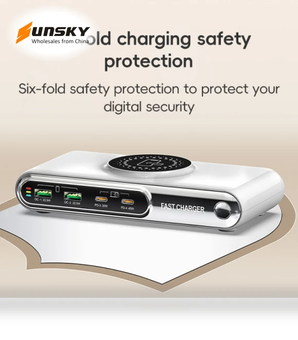 6 in 1 72W Multifunctional Smart Charger with LED Ambient Light — Chargers, F9A