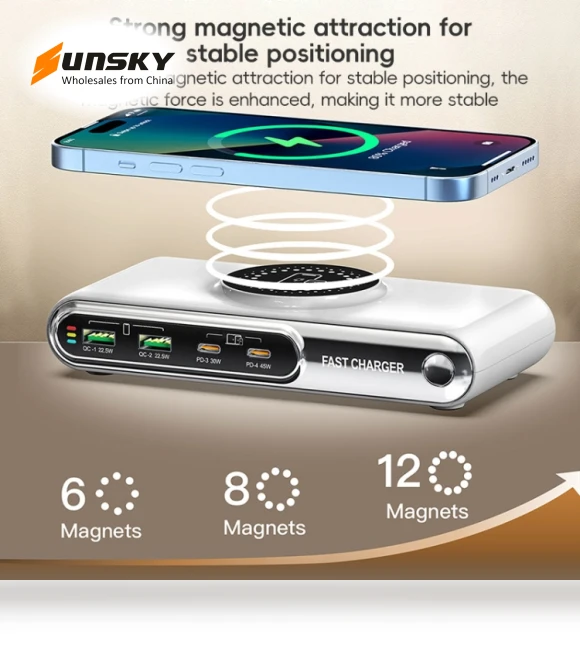 6 in 1 72W Multifunctional Smart Charger with LED Ambient Light — Chargers, F9A