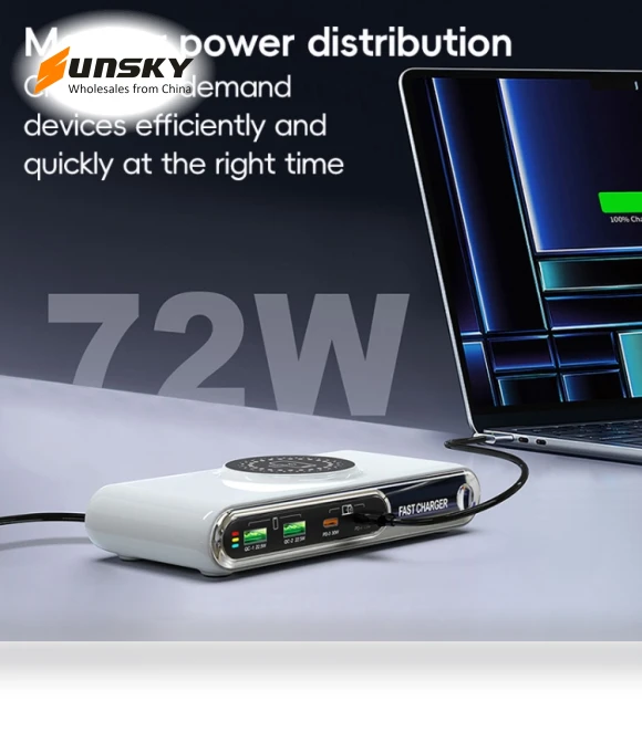 6 in 1 72W Multifunctional Smart Charger with LED Ambient Light — Chargers, F9A
