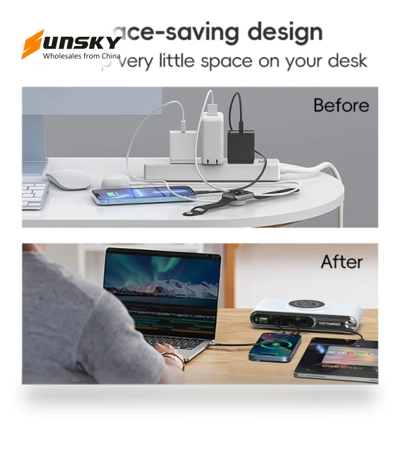 6 in 1 72W Multifunctional Smart Charger with LED Ambient Light — Chargers, F9A