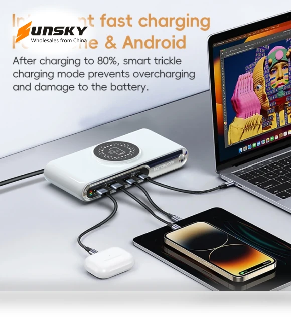 6 in 1 72W Multifunctional Smart Charger with LED Ambient Light — Chargers, F9A