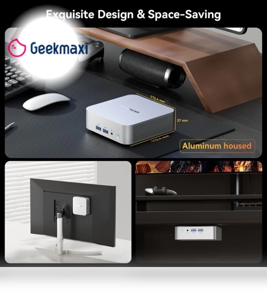AI Mini PC with AMD Ryzen 7 8845HS, 32GB RAM, 1TB SSD — Compact Desktops, GEEKOM
