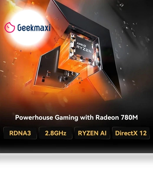 AI Mini PC with AMD Ryzen 7 8845HS, 32GB RAM, 1TB SSD — Compact Desktops, GEEKOM