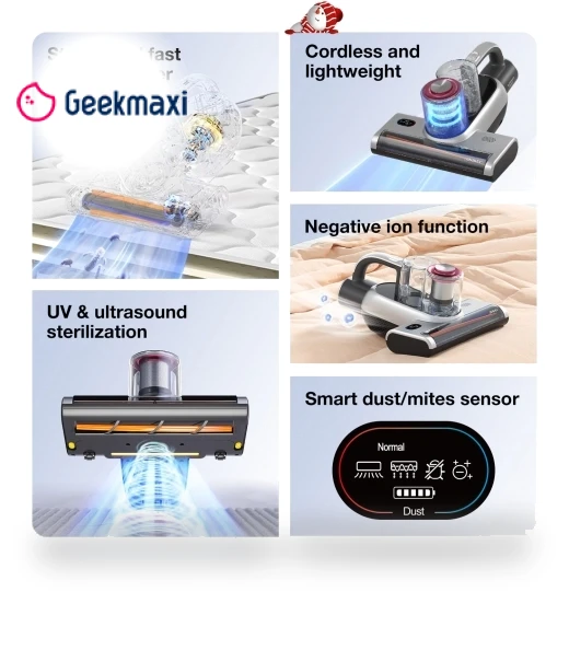 Cordless Bed Vacuum Cleaner for Mattresses, Dual Cup Design, Smart Dust Sensor — Vacuums, JIMMY