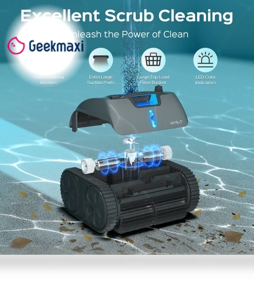Cordless Pool Robot Vacuum with APP, 240min Max Runtime, 3 Cleaning Modes, Wall Climbing — Smart Cleaning Robots, WYBOT