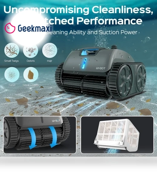 Cordless Pool Robot Vacuum with APP, 240min Max Runtime, 3 Cleaning Modes, Wall Climbing — Smart Cleaning Robots, WYBOT