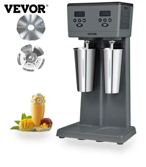 Commercial Double Heads Milkshake Maker with Stainless Steel Cups — Drink Mixers, VEVOR