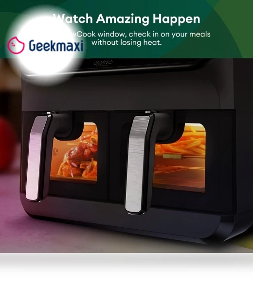 Dual Air Fryer with Viewing Window, 8L Family Sized, Nonstick, 8-in-1 Smart Programmes — Air Fryers, Chefree