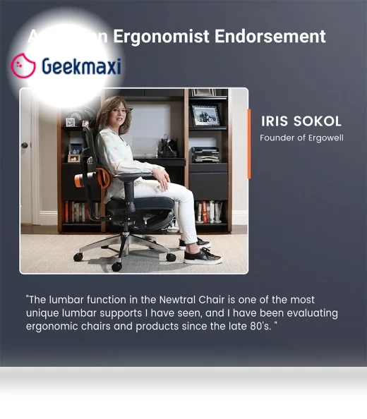 Ergonomic Chair with Adaptive Lower Back Support, Adjustable Armrest and Headrest — Back & Seat Cushions, NEWTRAL