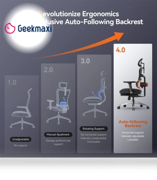Ergonomic Chair with Lumbar Support, Adjustable Armrest, Headrest, Footrest, 4D Mesh — Back & Seat Cushions, NEWTRAL