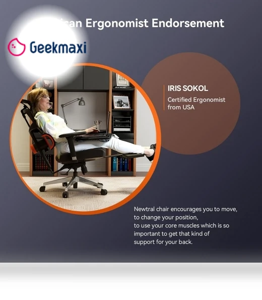 Ergonomic Chair with Lumbar Support, Adjustable Armrest, Headrest, Footrest, 4D Mesh — Back & Seat Cushions, NEWTRAL