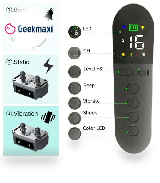 Intelligent Dog Training Device with Two-Color Light Design, Ultrasonic Dog Training, IPX7 Waterproof — Training Collars, NONAME