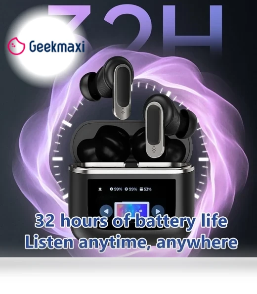 Smart LCD Touchscreen Bluetooth 5.3 Earbuds, Waterproof Wireless Sport Headphones — Audio Gear, NONAME