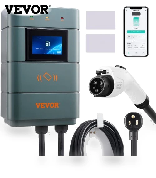 Level 2 Electric Vehicle Charging Station, 0-48A Adjustable, 11.5 kW 240V Smart EV Charger with WiFi — EV Charging Solutions, VEVOR