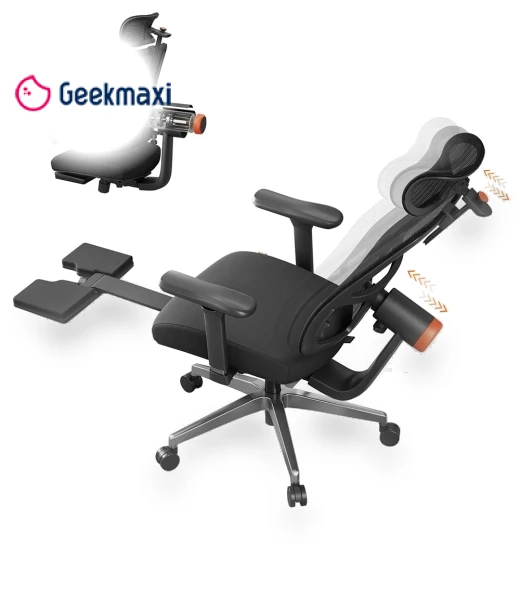 Ergonomic Chair with Footrest, Auto-Following Backrest Headrest, Adaptive Lower Back Support - Black — Back & Seat Cushions, NEWTRAL