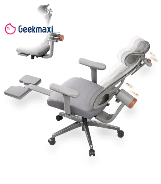 Ergonomic Chair with Footrest, Auto-Following Backrest Headrest, Adaptive Lower Back Support - Gray — Back & Seat Cushions, NEWTRAL