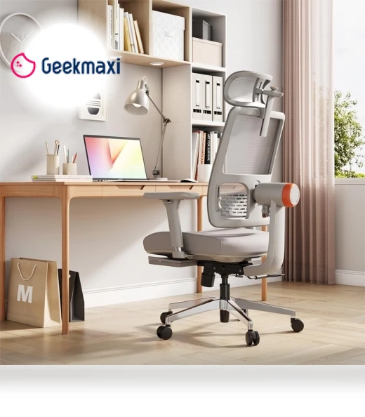 Ergonomic Chair with Footrest, Auto-Following Backrest Headrest, Adaptive Lower Back Support - Gray — Back & Seat Cushions, NEWTRAL