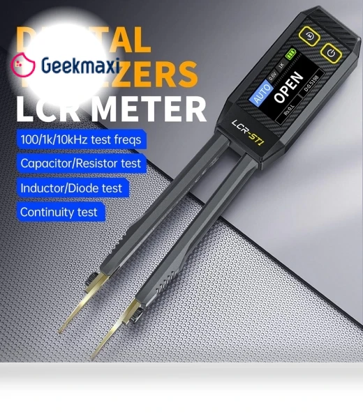 Mini Smart Tweezer LCR Meter/ESR Meter with 100Hz, 1kHz, 10kHz Frequency — LCR Measurement Tools, FNIRSI