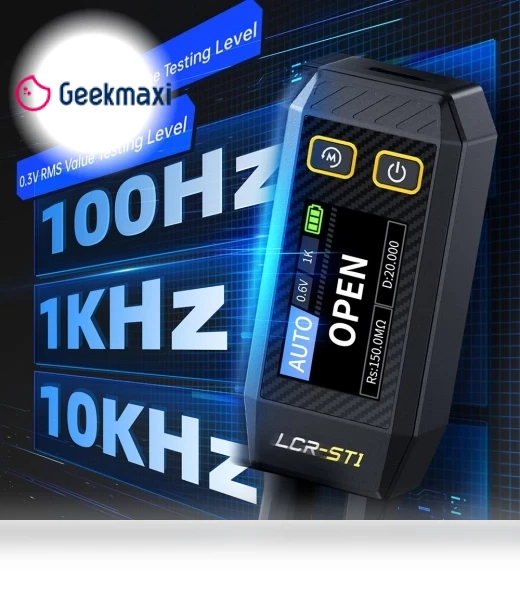 Mini Smart Tweezer LCR Meter/ESR Meter with 100Hz, 1kHz, 10kHz Frequency — LCR Measurement Tools, FNIRSI