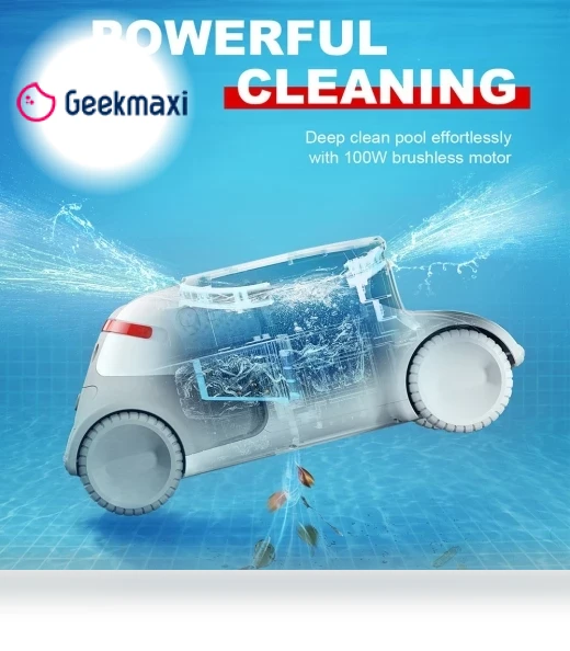 Cordless Robotic Pool Vacuum Cleaner with Smart Navigation — Automated Pool Maintenance, Genkinno