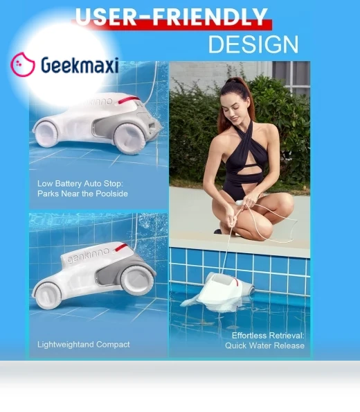 Cordless Robotic Pool Vacuum Cleaner with Smart Navigation — Automated Pool Maintenance, Genkinno