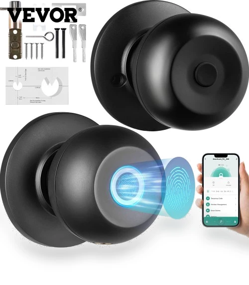 Smart Door Knob with Fingerprint and Bluetooth Lock — Deadbolts, VEVOR