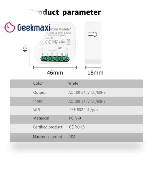 Smart Switch Controller for Curtains with WiFi, Countdown, and Timing Function — Ceiling Fan Wall Controls, NONAME