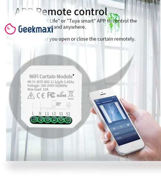 Smart Switch Controller for Curtains with WiFi, Countdown, and Timing Function — Ceiling Fan Wall Controls, NONAME