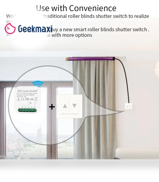 Smart Switch Controller for Curtains with WiFi, Countdown, and Timing Function — Ceiling Fan Wall Controls, NONAME