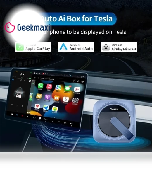 Wireless Auto AI Box for Tesla with Dual WiFi, CarPlay, Android Auto Support — Car Accessories & Gadgets, Ownice