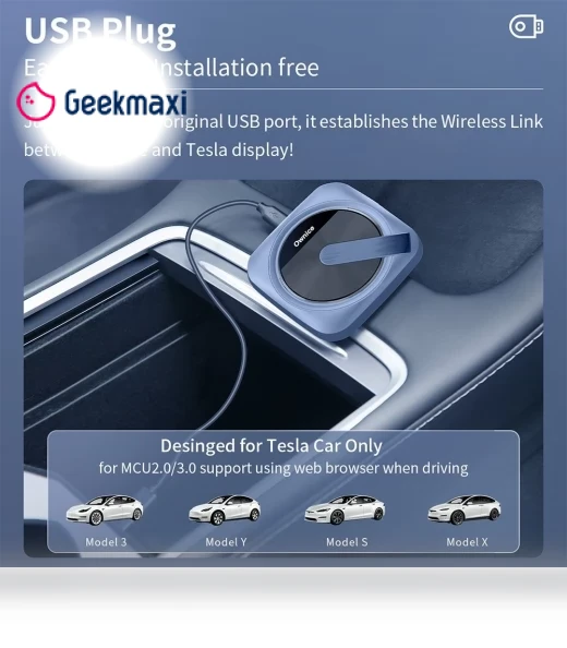 Wireless Auto AI Box for Tesla with Dual WiFi, CarPlay, Android Auto Support — Car Accessories & Gadgets, Ownice