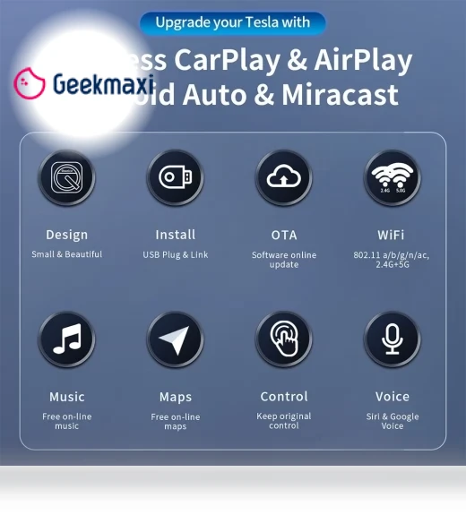 Wireless Auto AI Box for Tesla with Dual WiFi, CarPlay, Android Auto Support — Car Accessories & Gadgets, Ownice