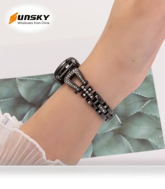 U-shaped Diamond Bracelet Metal Watch Band for Xiaomi Smart Band 9/8 — Smartwatch Straps, Xiaomi