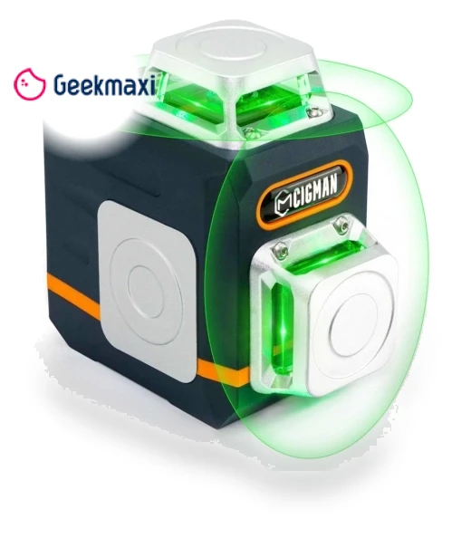 2 x 360° 8 Line Laser Level, Green Cross Line, Self Leveling, with Remote Controller — Alignment & Leveling Lasers, CIGMAN