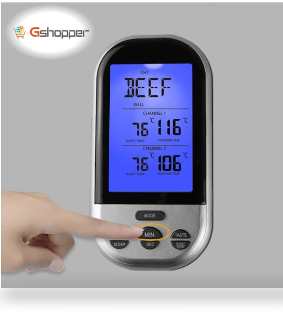 Digital Food Thermometer with Dual Probe Sensor Timer — Instant-Read